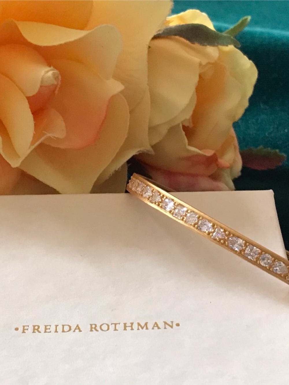 Freida Rothman Gold Crystal-Accented Bangle Bracelet - Gold